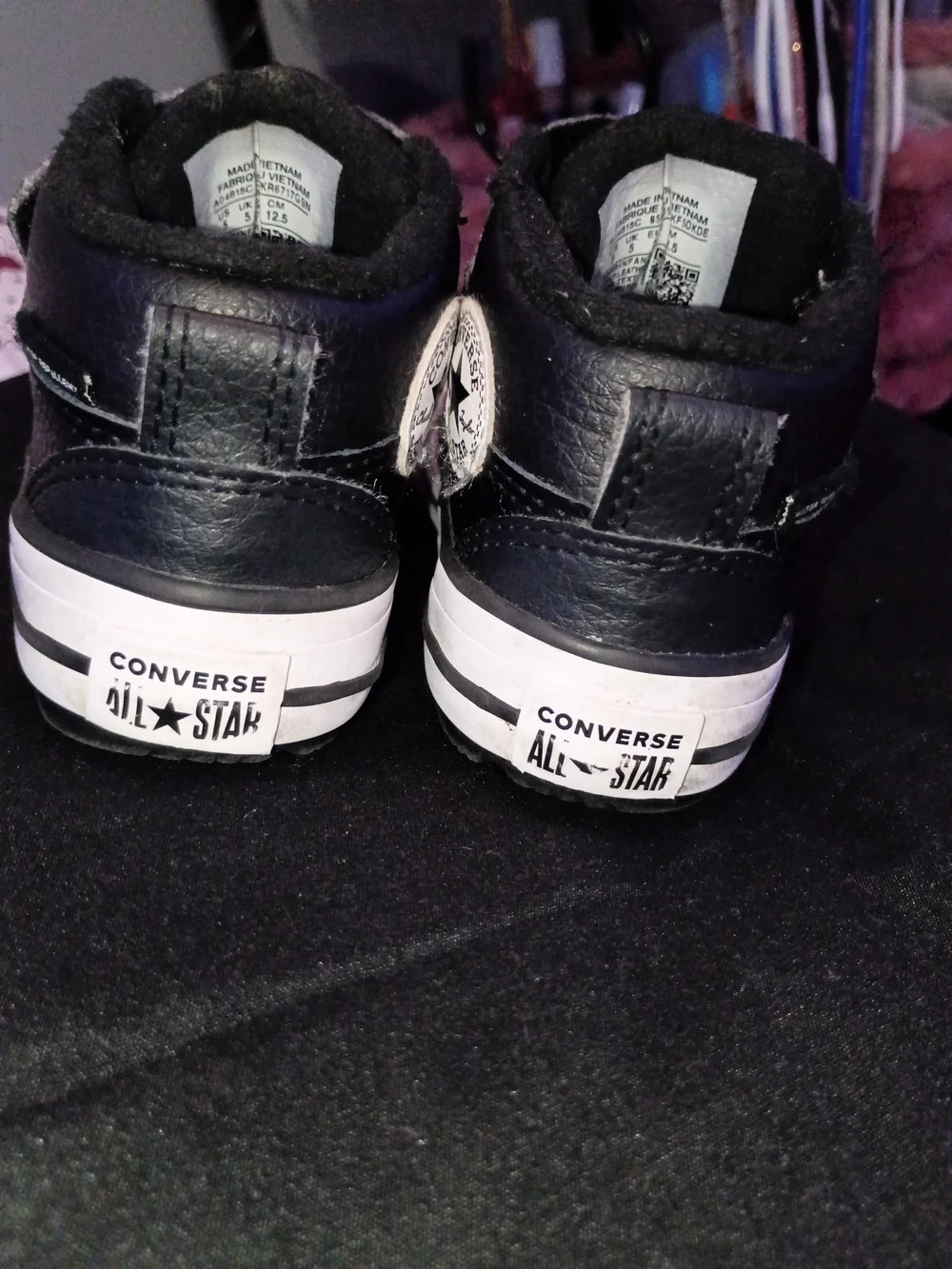 Converse Kids Black and White High-Top Sneakers with Star Logo